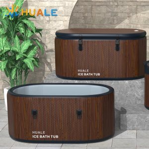 Wood grain ice bath tub